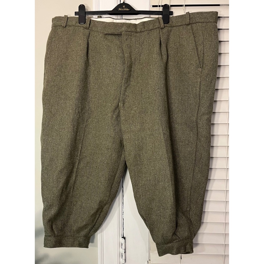Holden Mens Tweed Herringbone Pleated Trousers Size 52 Made in‎ UK Rare